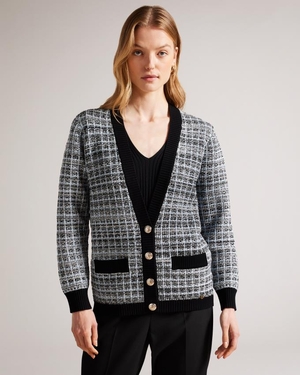 Cardigan Ted Baker Check Easy Fit Blanche Femme | QFA-54316747